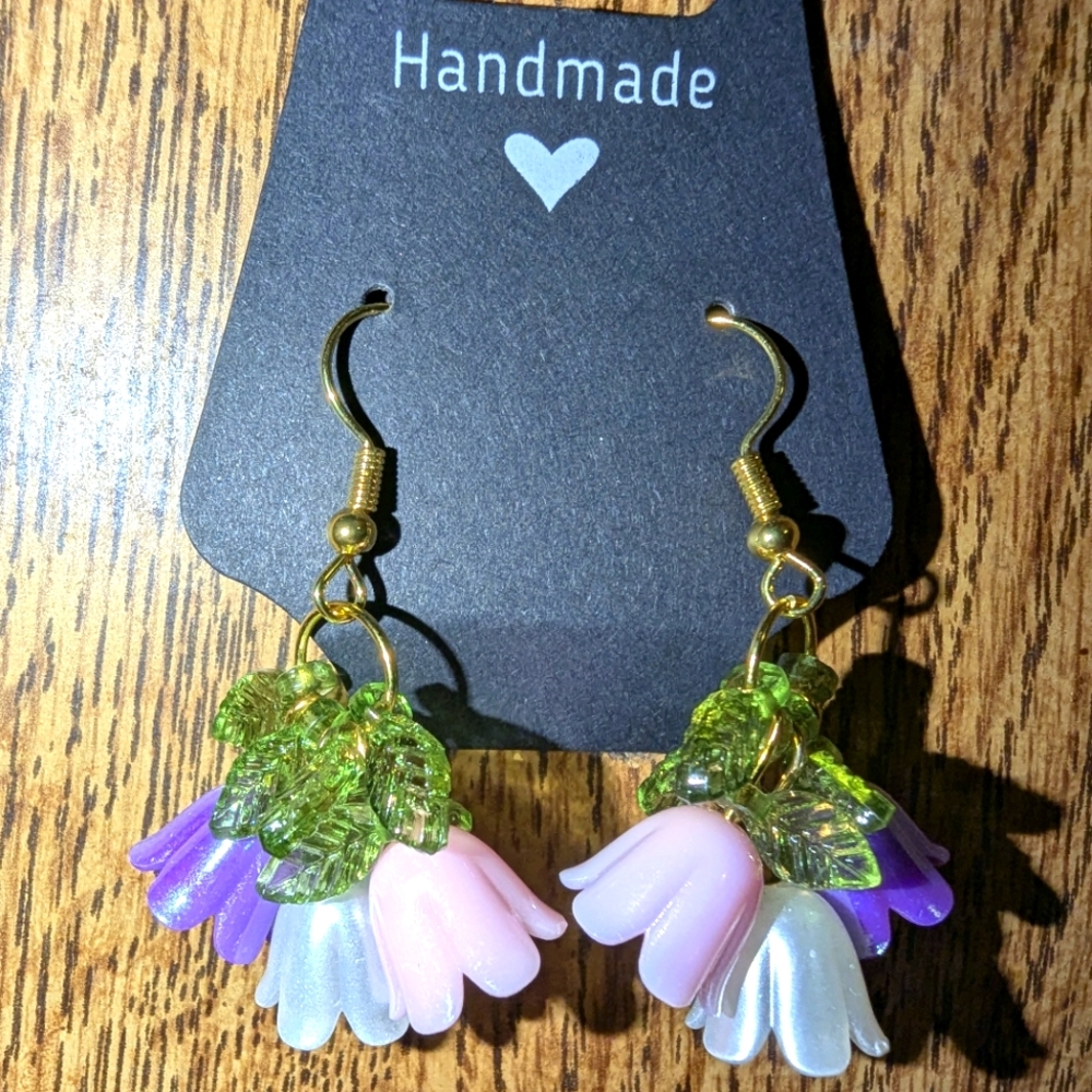 Handmade Floral Drop Earrings - Multicolor